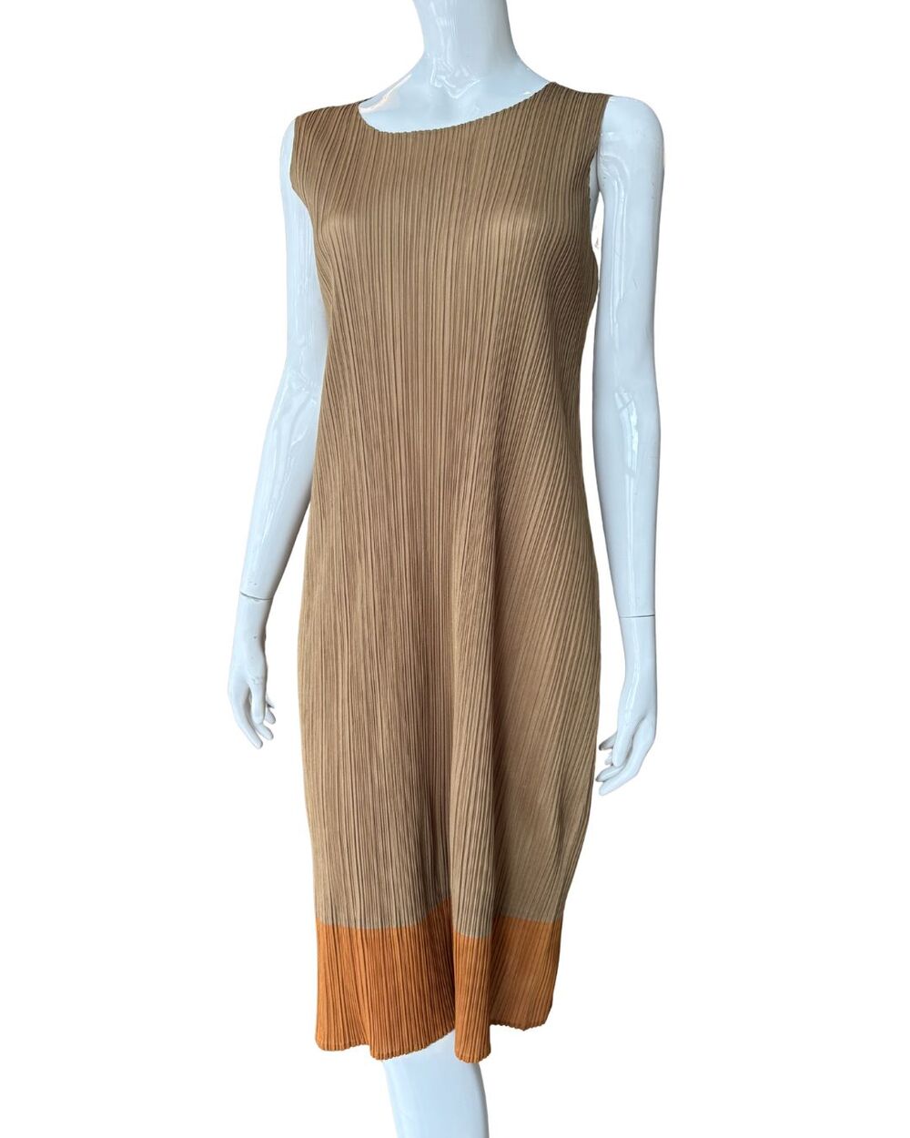 Pleats Please Japan Caramel Orange Two Tone Dress M L